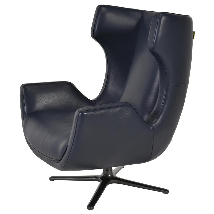 Domenico Blue Leather Accent Chair  main image, 1 of 6 images.