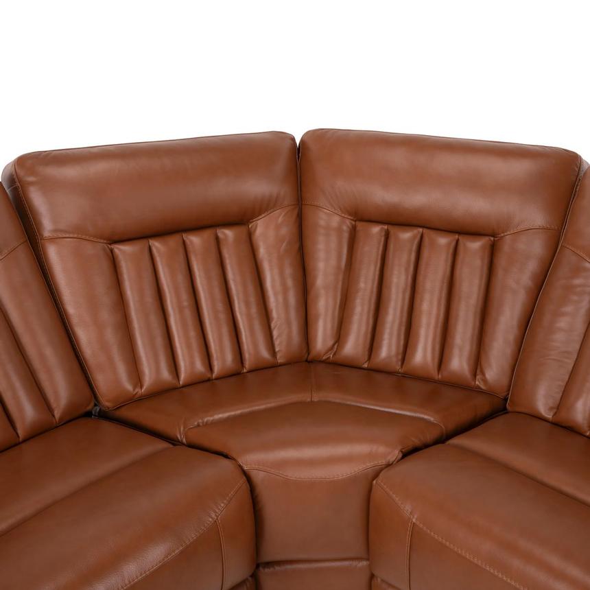 Devin Tan Leather Corner Sofa with 4PCS/2PWR  alternate image, 4 of 9 images.