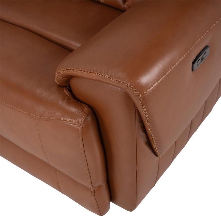 Devin Tan Leather Corner Sofa with 6PCS/2PWR  alternate image, 9 of 12 images.