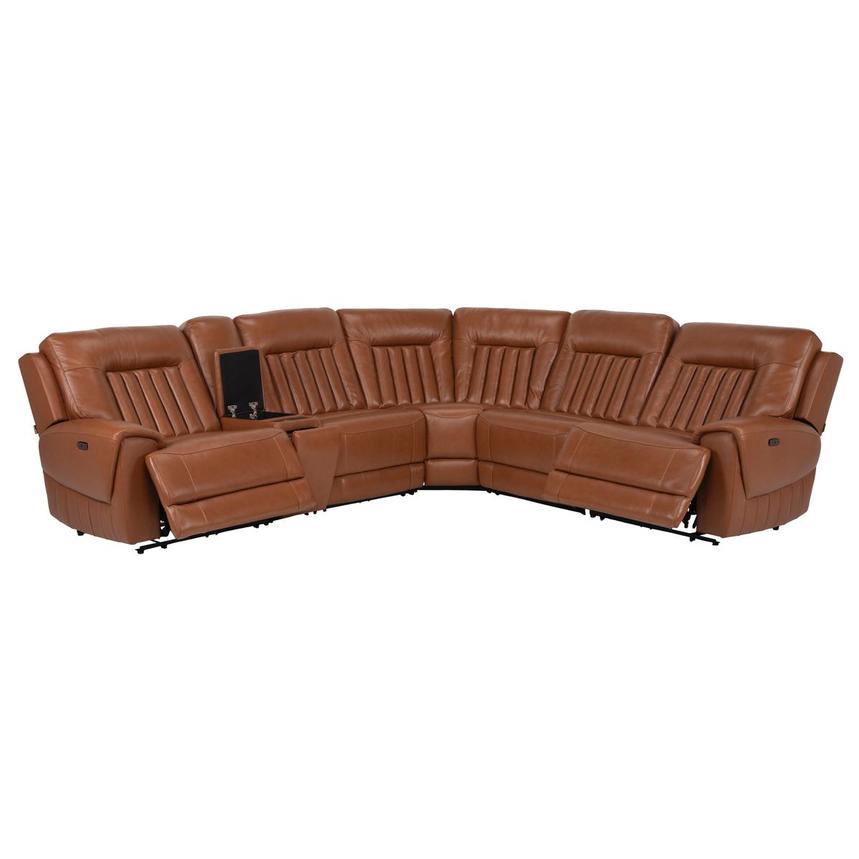 Devin Tan Leather Corner Sofa with 6PCS 2PWR El Dorado Furniture