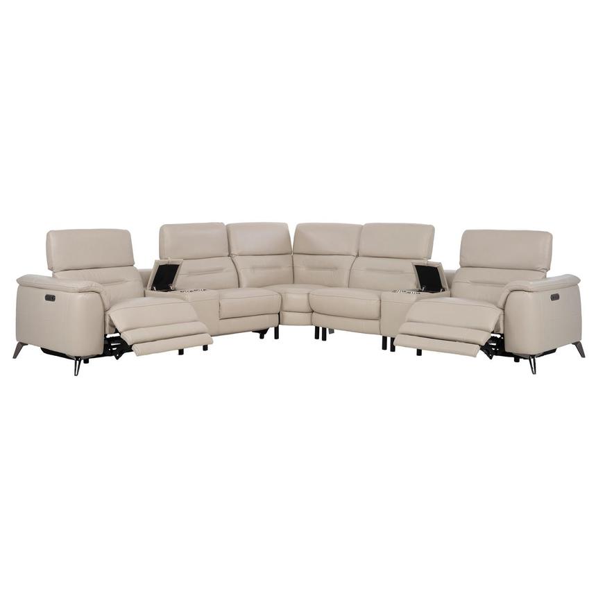 Anabel Cream Leather Power Reclining Sectional with 7PCS/3PWR  alternate image, 2 of 13 images.