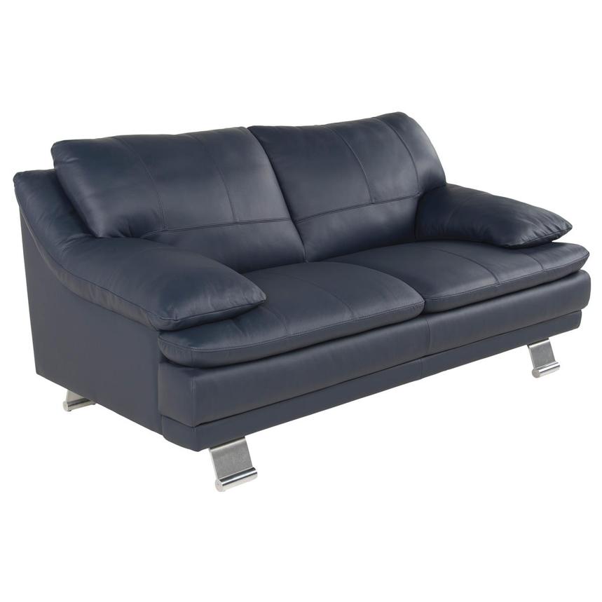Rio Blue Leather Loveseat  alternate image, 2 of 7 images.
