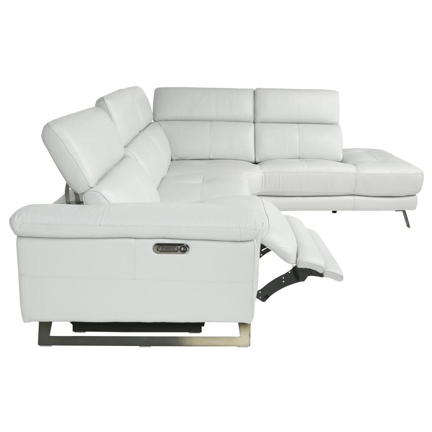 Joshlin Light Gray Leather Power Reclining Sofa w/Right Chaise  alternate image, 4 of 12 images.