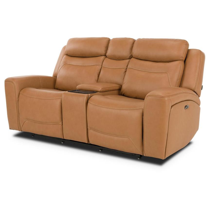 Byron Leather Power Reclining Sofa w/Console  main image, 1 of 11 images.