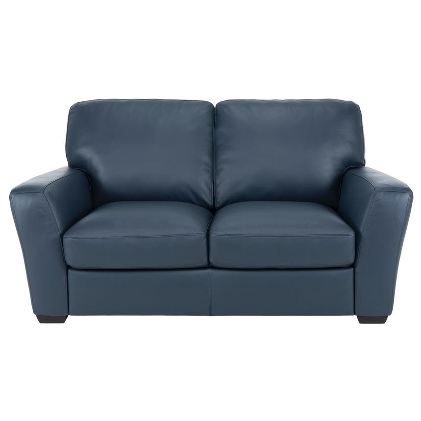 Blue deals leather loveseat