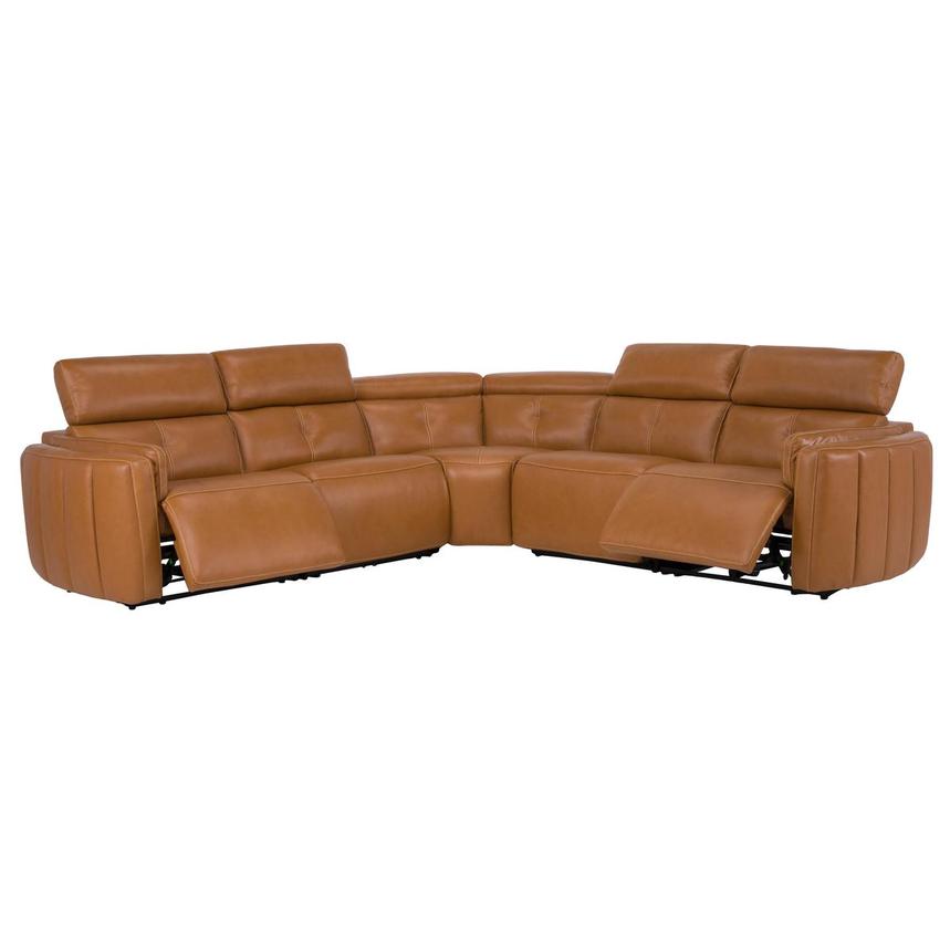 Kamet Tan Leather Power Reclining Sectional with 5PCS/2PWR  alternate image, 2 of 7 images.