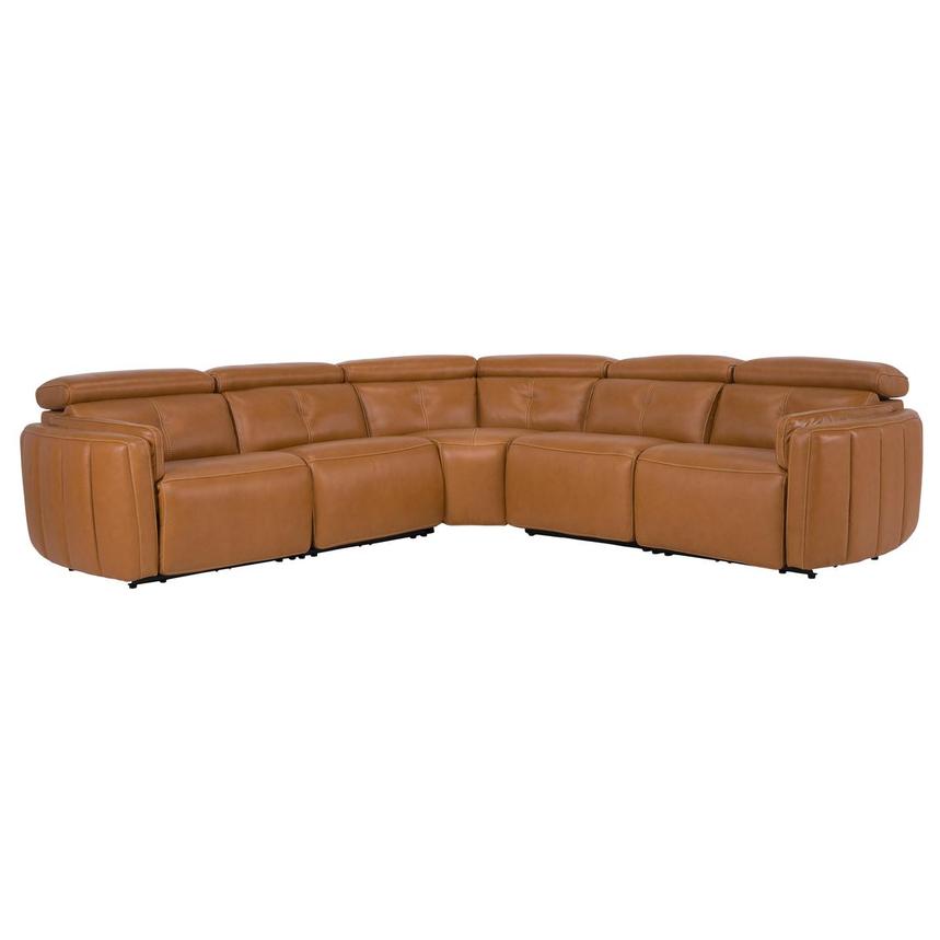 Kamet Tan Leather Power Reclining Sectional with 5PCS/3PWR  main image, 1 of 7 images.