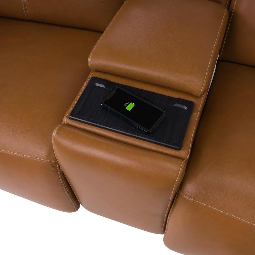 Kamet Tan Leather Power Reclining Sectional with 6PCS/2PWR  alternate image, 6 of 8 images.