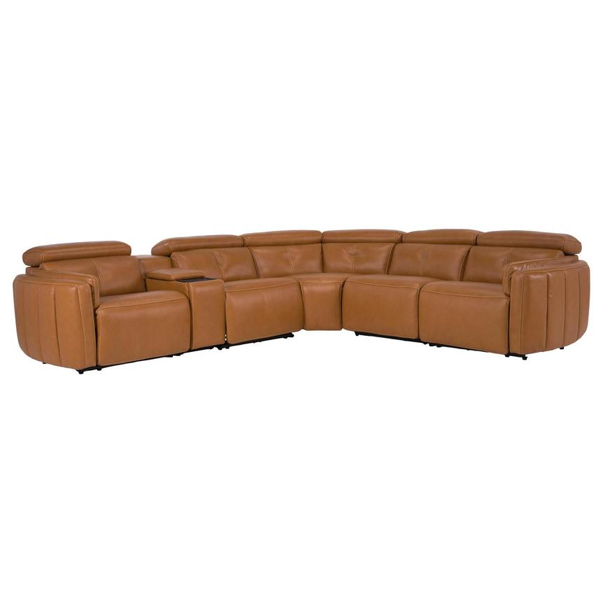 Kamet Tan Leather Power Reclining Sectional with 6PCS/3PWR  main image, 1 of 10 images.