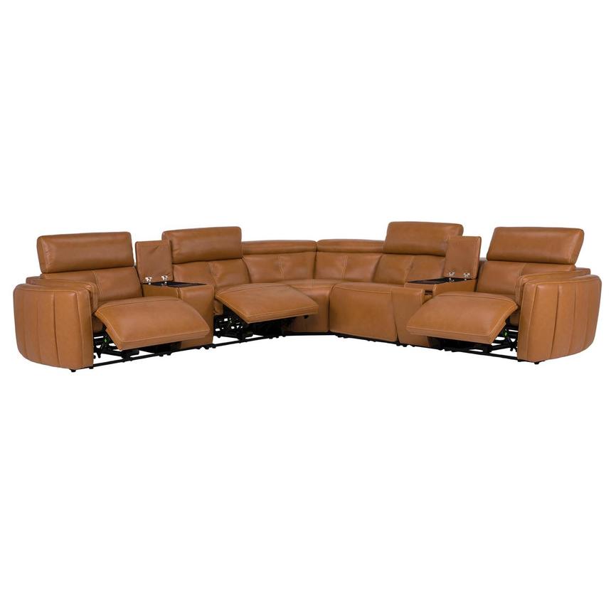 Kamet Tan Leather Power Reclining Sectional with 7PCS/3PWR  alternate image, 2 of 8 images.