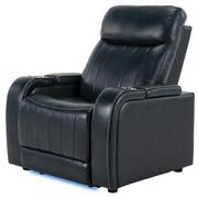 Neptune Blue Leather Power Recliner  main image, 1 of 11 images.