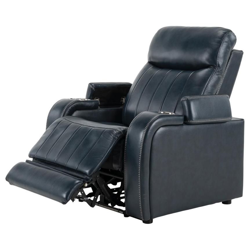 Neptune Blue Leather Power Recliner  alternate image, 2 of 10 images.