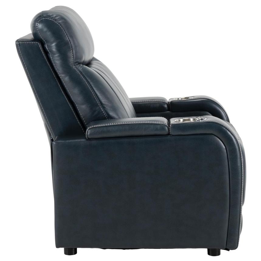 Neptune Blue Leather Power Recliner  alternate image, 4 of 11 images.