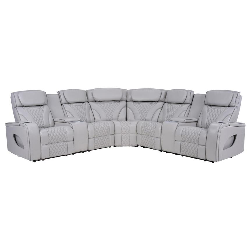 Pummel Gray Leather Power Reclining Sofa  alternate image, 2 of 16 images.