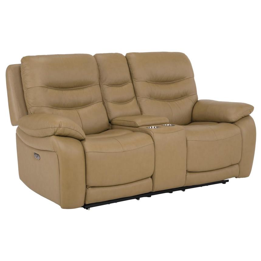 Asher Leather Power Reclining Sofa w/Console  alternate image, 2 of 11 images.