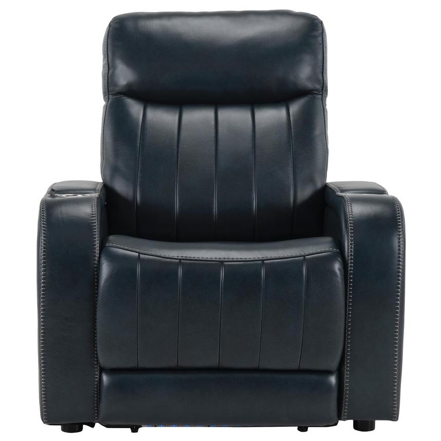 Neptune Blue Leather Power Recliner El Dorado Furniture