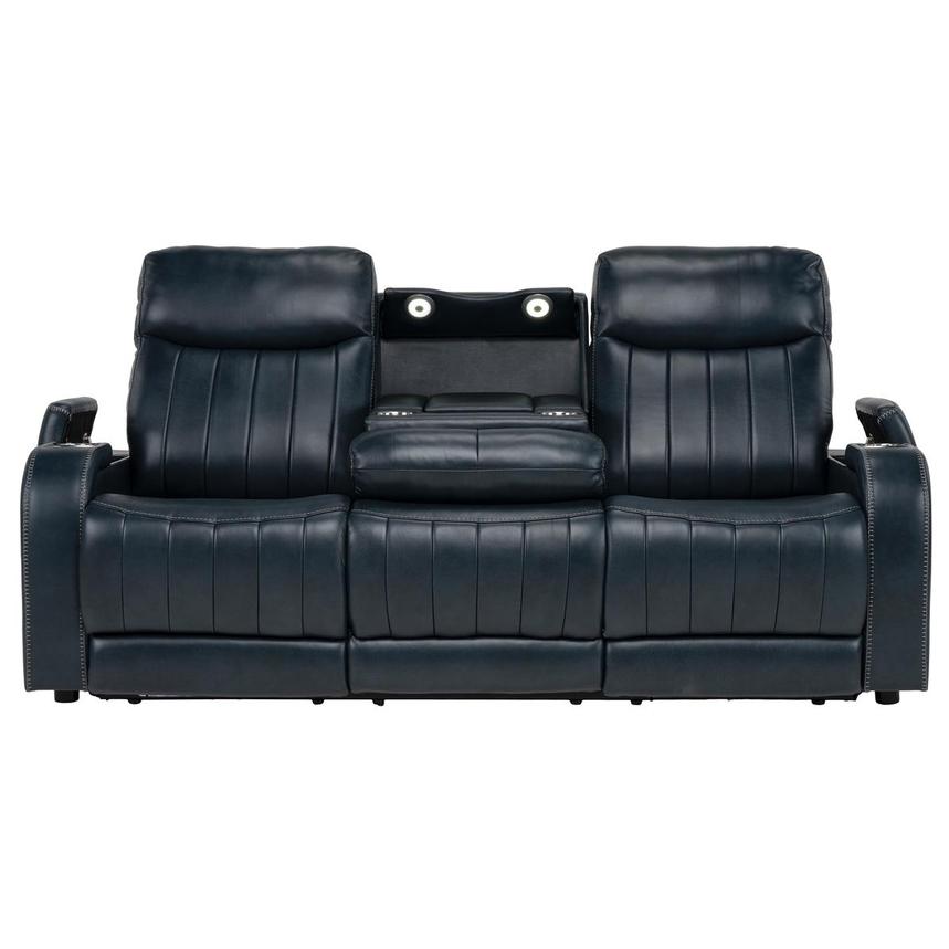 Neptune Blue Leather Power Reclining Sofa alternate image, 2 of 12 images.