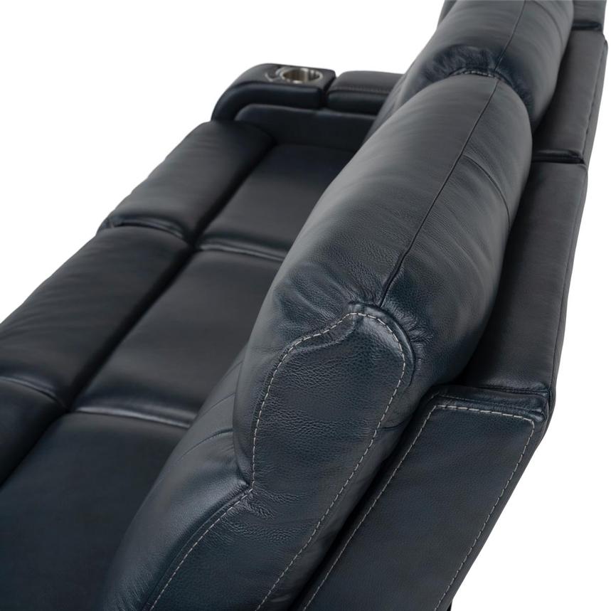 Neptune Blue Leather Power Reclining Sofa | El Dorado Furniture