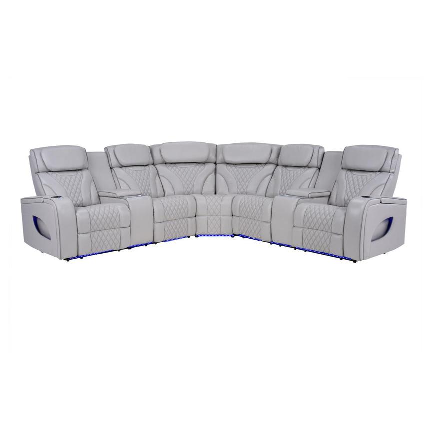 Pummel Gray Leather Power Reclining Sofa El Dorado Furniture