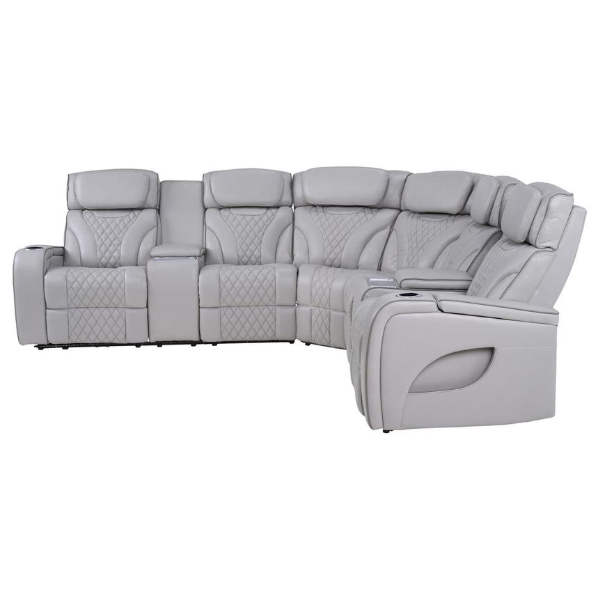 Pummel Gray Leather Corner Sofa alternate image, 5 of 16 images.