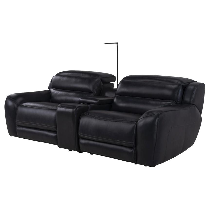 Cosmo II Blueberry Leather Power Reclining Sofa w/Console alternate image, 2 of 10 images.
