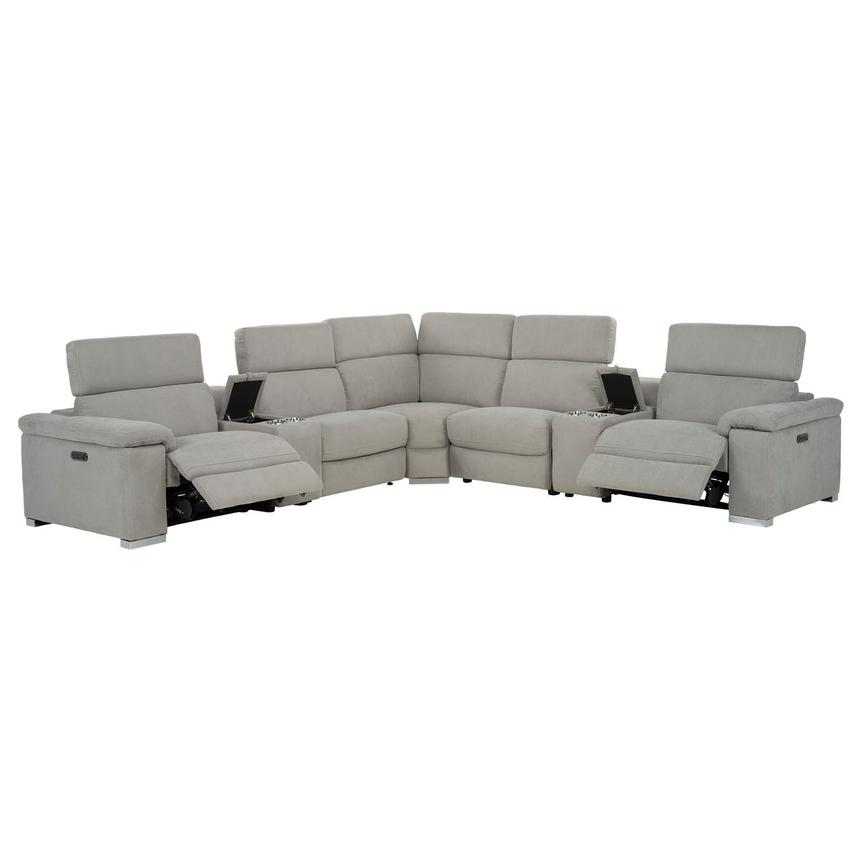 Karly Light Gray Power Reclining Sectional with 7PCS/3PWR  alternate image, 2 of 12 images.