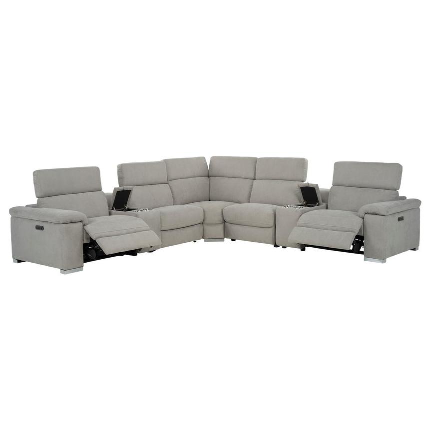 Karly Light Gray Power Reclining Sectional with 7PCS/3PWR alternate image, 2 of 12 images.