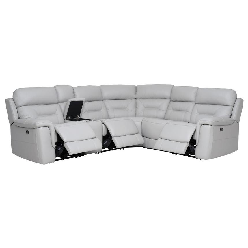Palmer Leather Power Reclining Sectional with 6PCS/3PWR alternate image, 2 of 10 images.