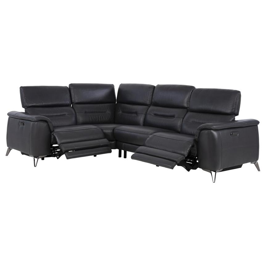 Anabel Gray Leather Power Reclining Sectional with 4PCS/2PWR  alternate image, 2 of 10 images.