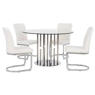 Cascada Silver 5-Piece Round Dining Set
