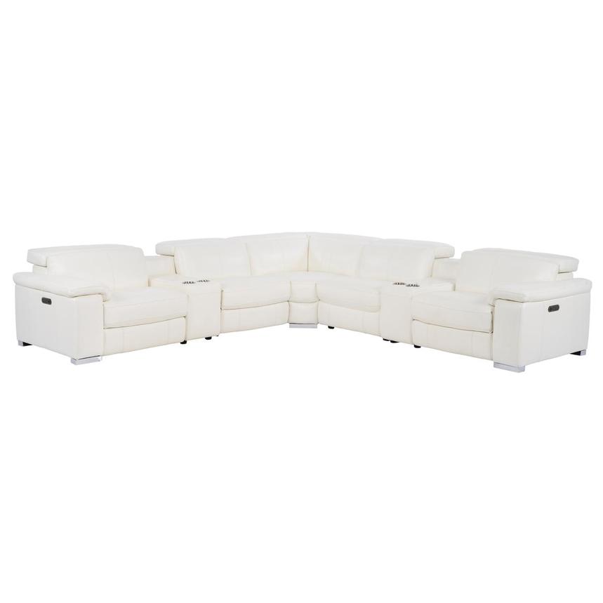 Charlie White Leather Power Reclining Sectional with 7PCS/3PWR  main image, 1 of 12 images.