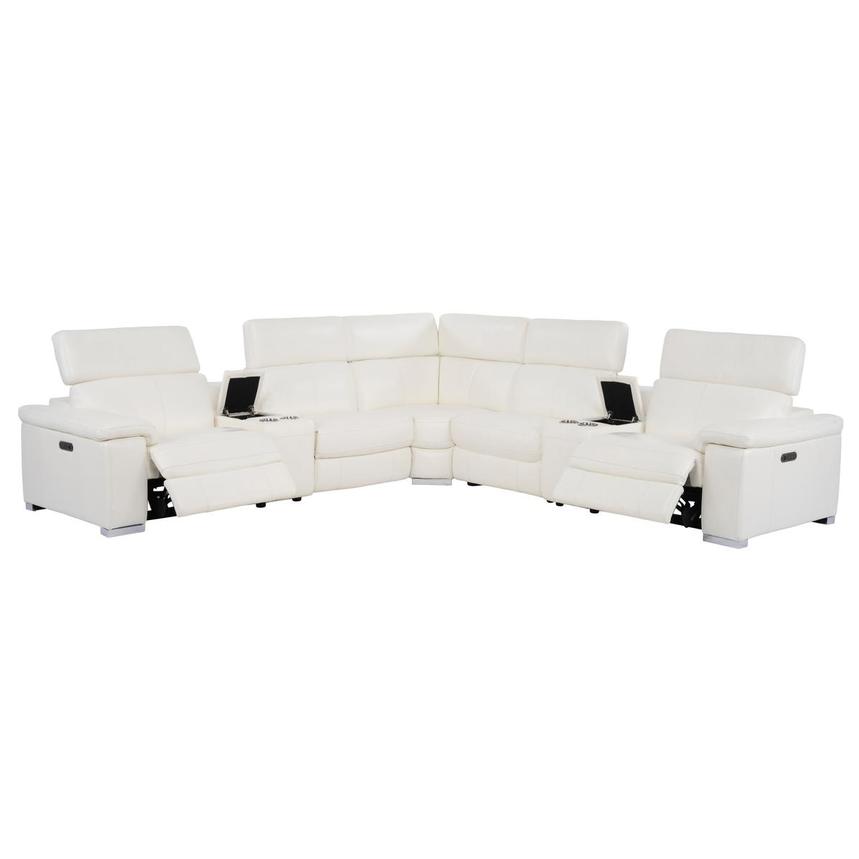 Charlie White Leather Power Reclining Sectional with 7PCS/3PWR  alternate image, 2 of 11 images.