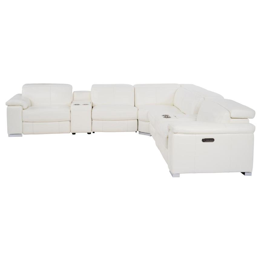 Charlie White Leather Power Reclining Sectional with 7PCS/3PWR alternate image, 4 of 12 images.