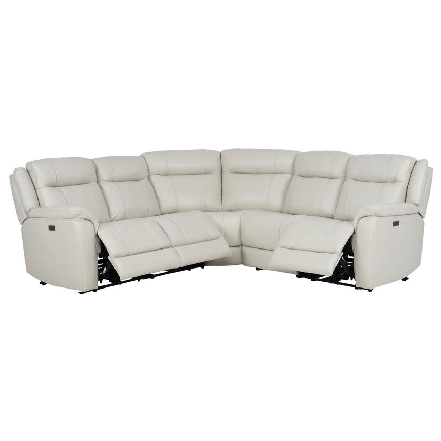 Samuel Light Gray Leather Power Reclining Sectional with 5PCS/3PWR  alternate image, 2 of 8 images.