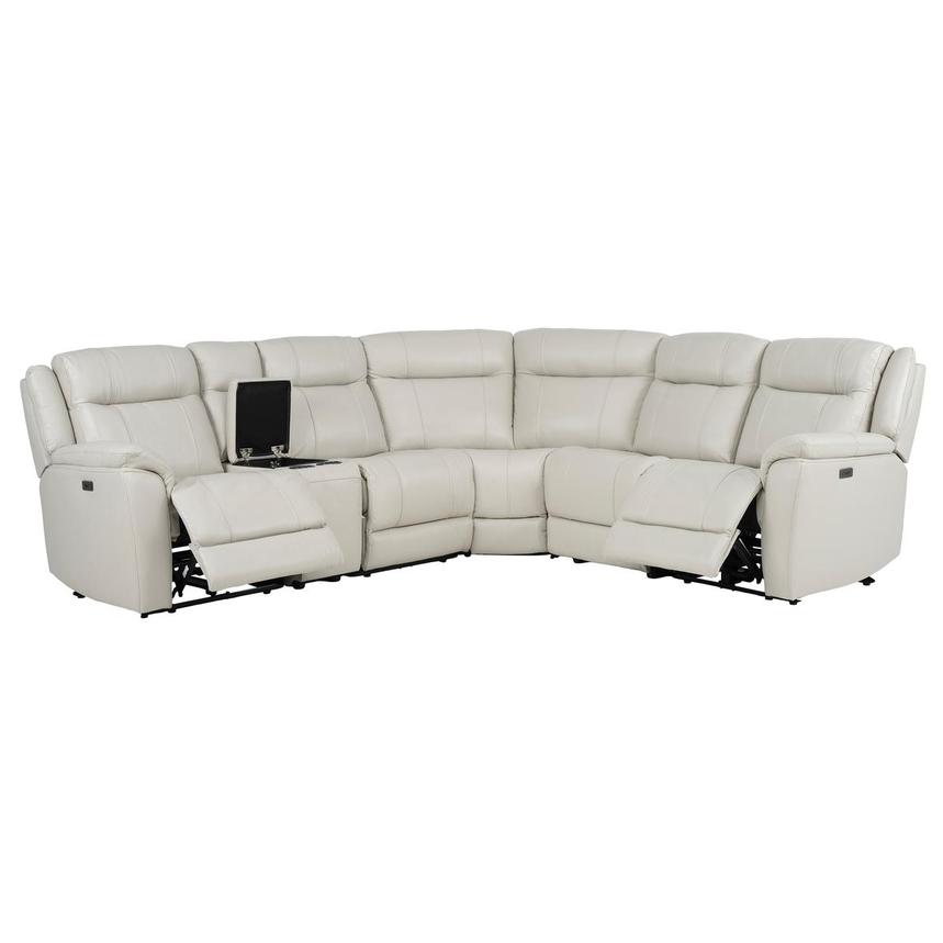 Samuel Light Gray Leather Power Reclining Sectional with 6PCS/2PWR  alternate image, 2 of 10 images.