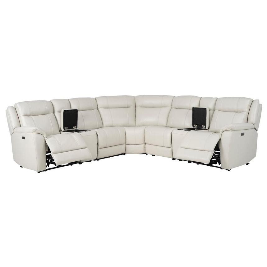 Samuel Light Gray Leather Power Reclining Sectional with 7PCS/3PWR  alternate image, 2 of 11 images.