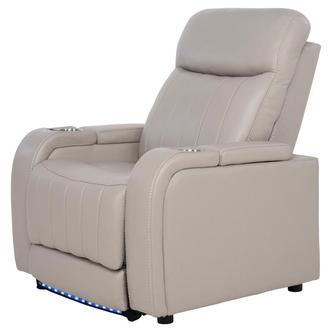 Neptune Gray Leather Power Recliner