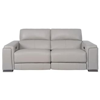 Charlette Silver Leather Power Reclining Sofa