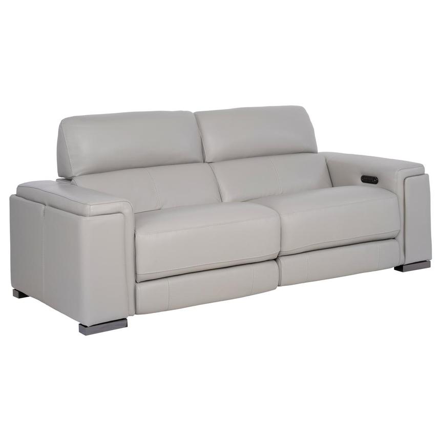 Charlette Silver Leather Power Reclining Sofa  alternate image, 3 of 13 images.