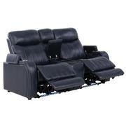 Neptune Blue Leather Power Reclining Sofa w/Console  alternate image, 3 of 16 images.