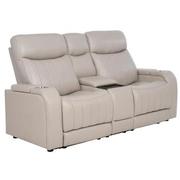 Neptune Gray Leather Power Reclining Sofa w/Console  alternate image, 4 of 17 images.
