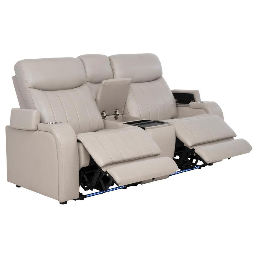 Neptune Gray Leather Power Reclining Sofa w/Console  alternate image, 4 of 16 images.