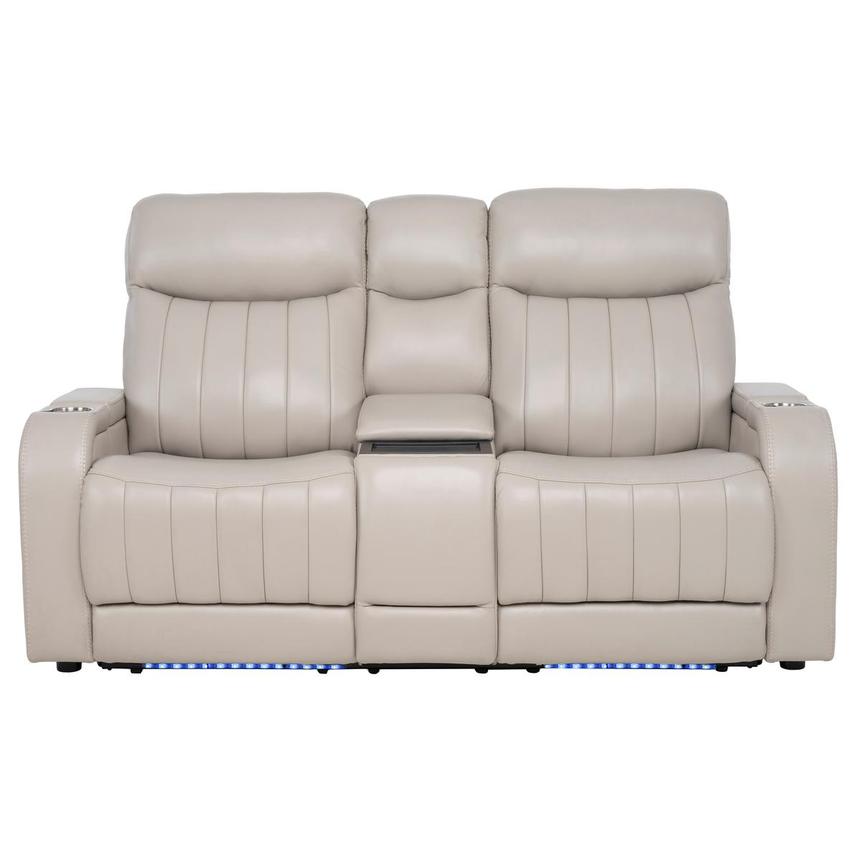 Neptune Gray Leather Power Reclining Sofa w/Console  main image, 1 of 16 images.