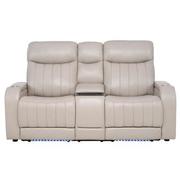 Neptune Gray Leather Power Reclining Sofa w/Console  main image, 1 of 16 images.