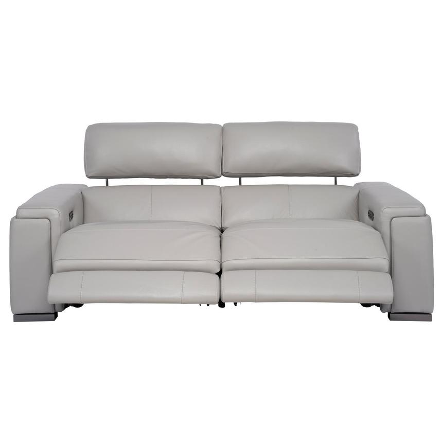 Charlette Silver Leather Power Reclining Sofa alternate image, 2 of 13 images.
