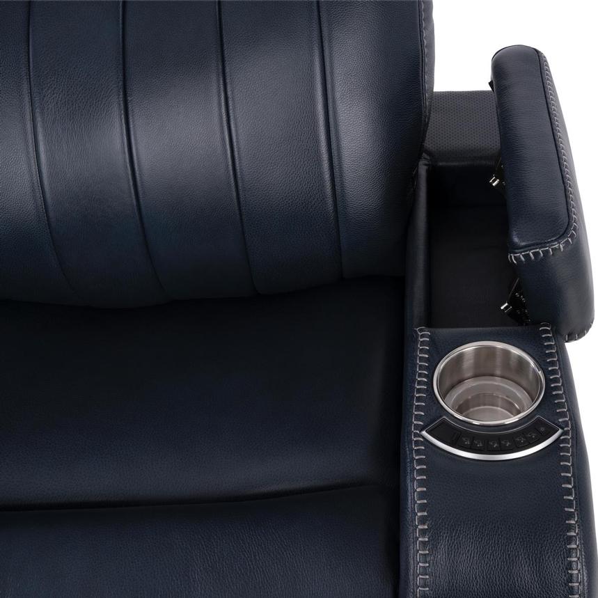 Neptune Blue Leather Power Reclining Sofa w/Console alternate image, 12 of 16 images.