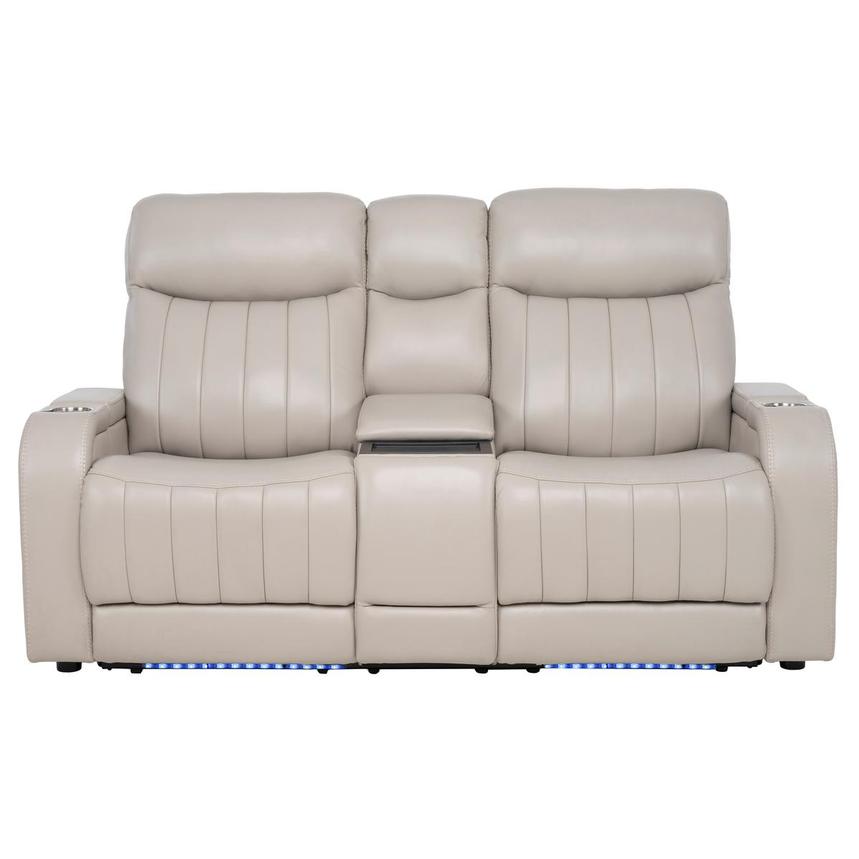 Neptune Gray Leather Power Reclining Sofa w/Console main image, 1 of 17 images.