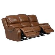 Durham Tan Leather Power Reclining Sofa  alternate image, 3 of 9 images.