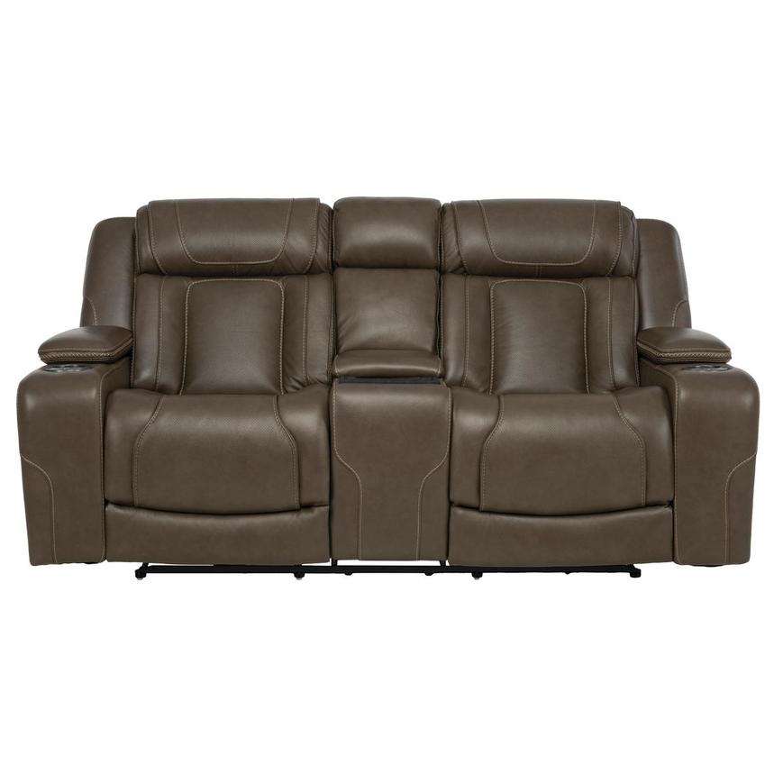 Aston Leather Power Reclining Sofa w/Console  main image, 1 of 14 images.