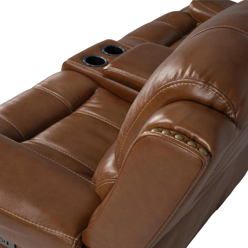 Durham Tan Leather Power Reclining Sofa w/Console  alternate image, 6 of 13 images.